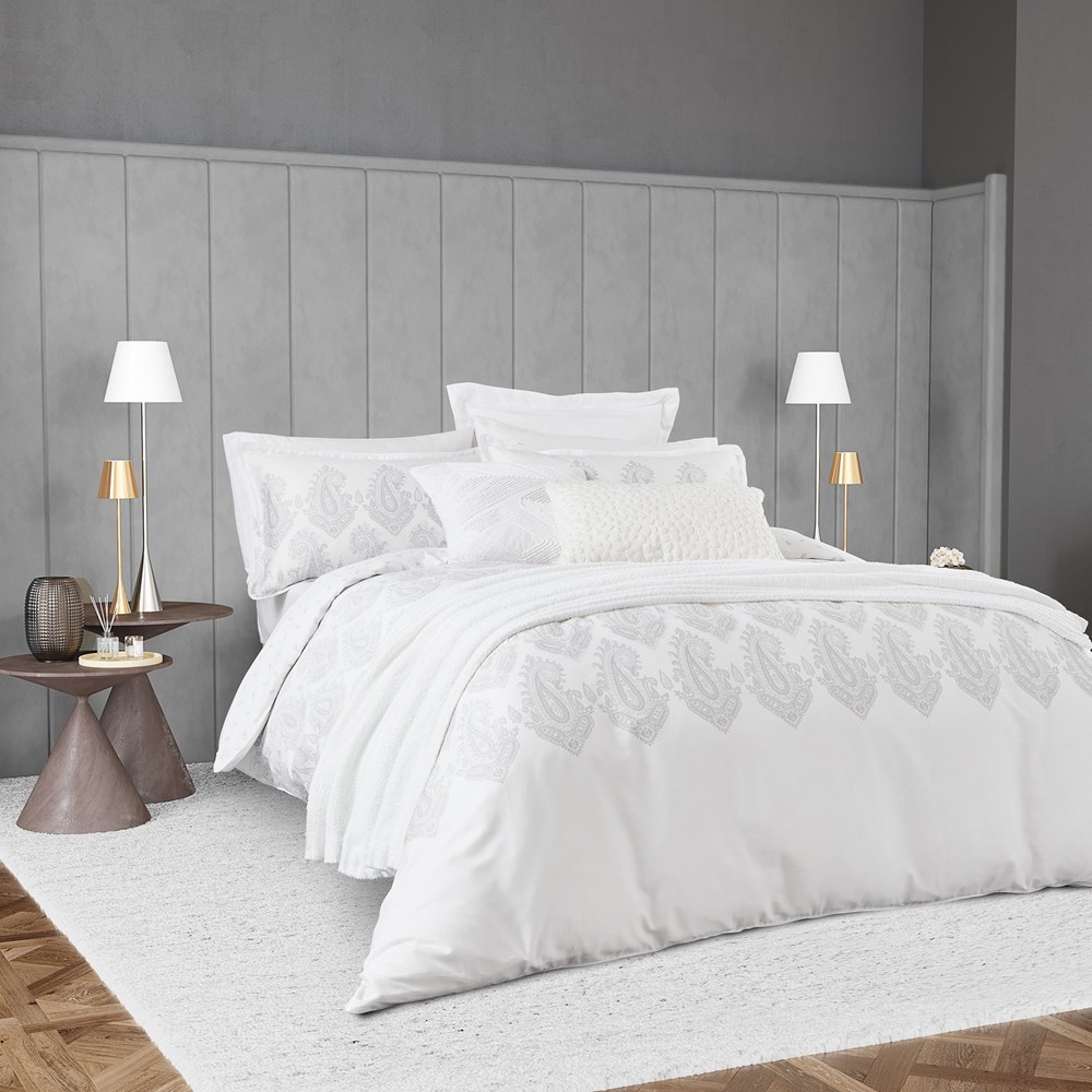 Nalu Dalisay Bedding by Nicole Scherzinger in White & Silver Grey